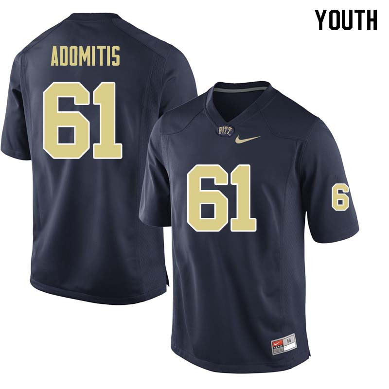 Youth #61 Cal Adomitis Pittsburgh Panthers College Football Jerseys Sale-Navy